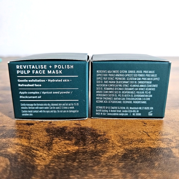 Crabtree & Evelyn (2) NIB Revitalise+Polish Pulp Face Masks Skincare .35 Oz Mini - Picture 3 of 5
